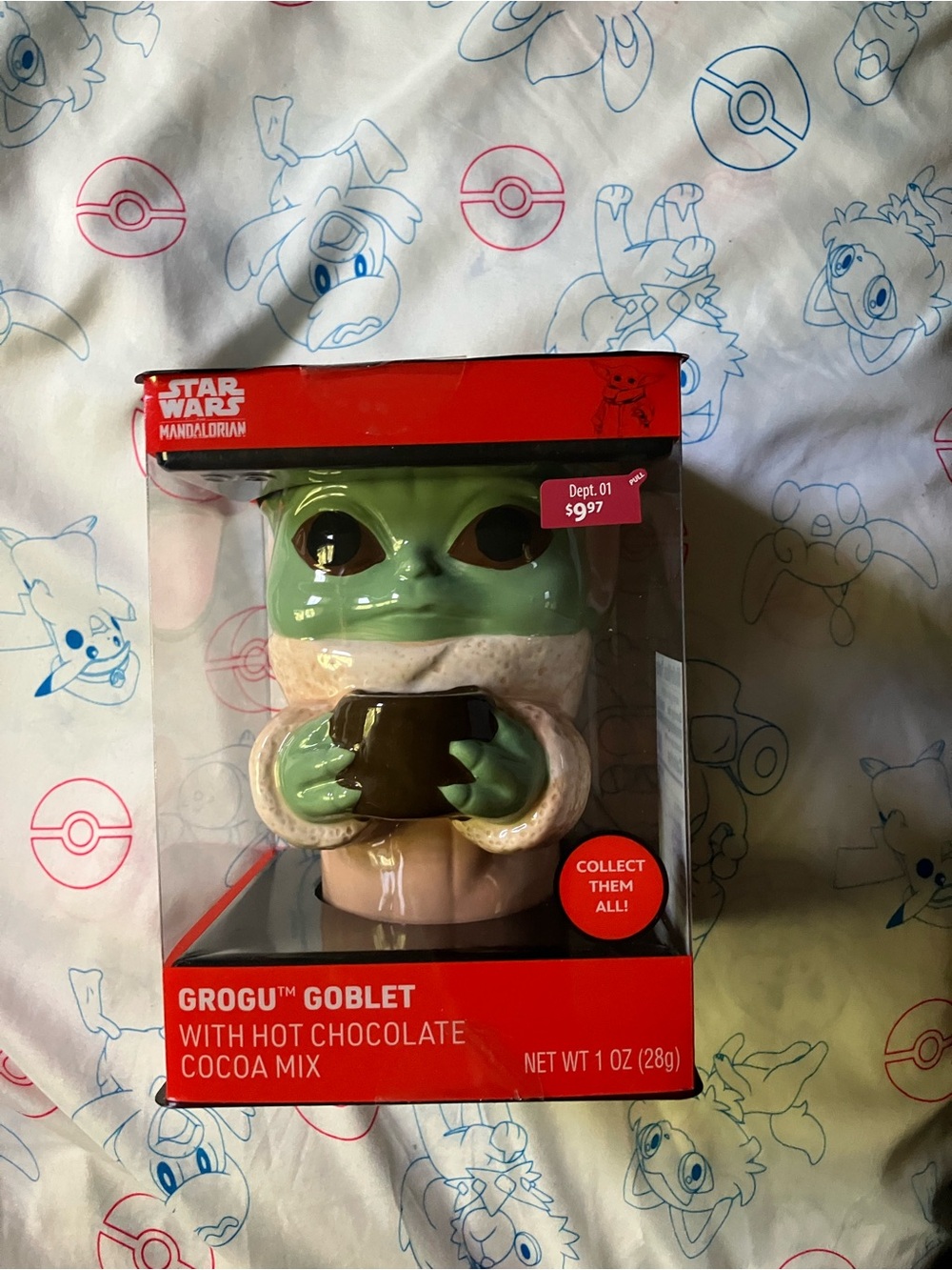 Star Wars Grogu Ceramic Goblet in Red Box - Green and Pink Accents
